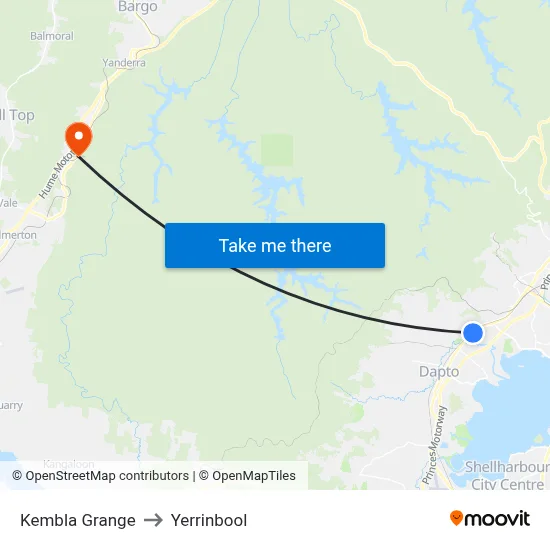 Kembla Grange to Yerrinbool map
