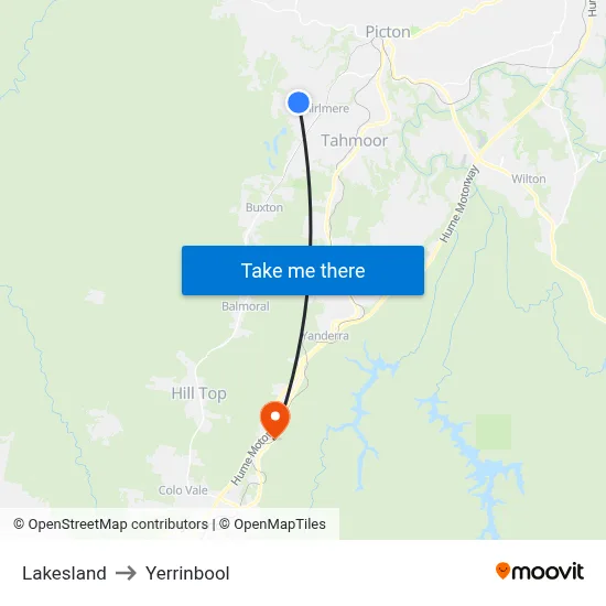 Lakesland to Yerrinbool map