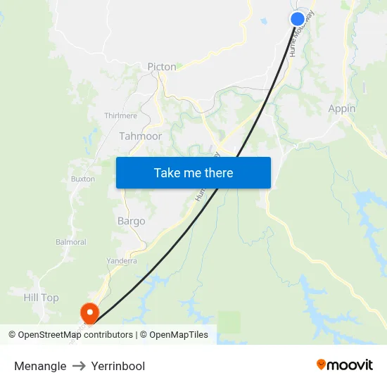 Menangle to Yerrinbool map
