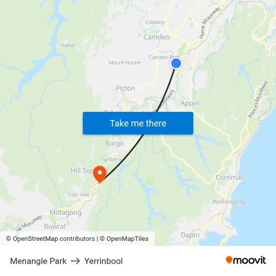 Menangle Park to Yerrinbool map