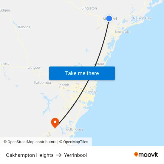 Oakhampton Heights to Yerrinbool map