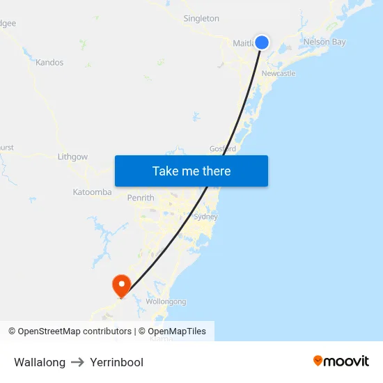 Wallalong to Yerrinbool map