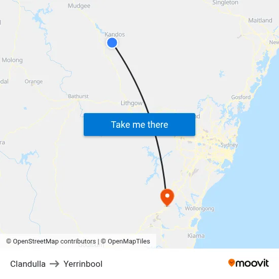 Clandulla to Yerrinbool map