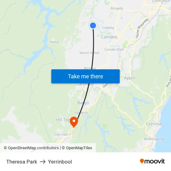Theresa Park to Yerrinbool map