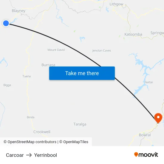 Carcoar to Yerrinbool map