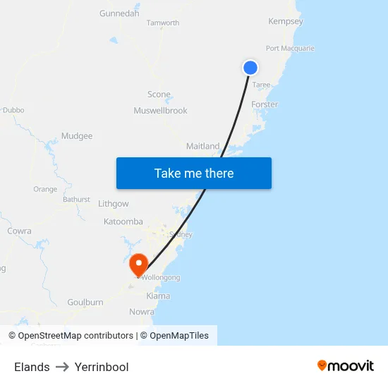 Elands to Yerrinbool map