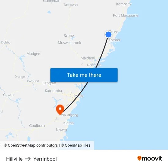 Hillville to Yerrinbool map