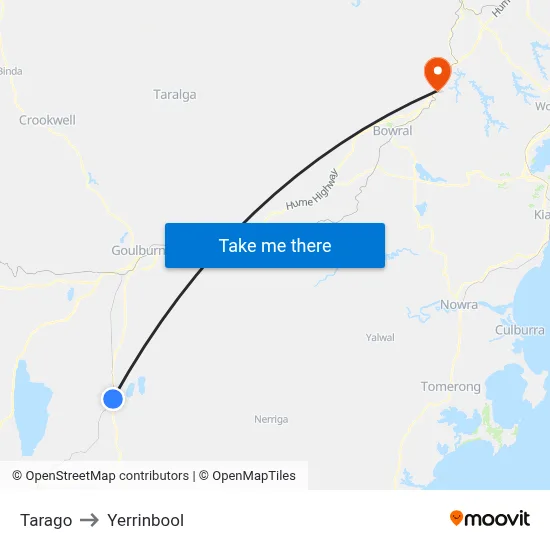 Tarago to Yerrinbool map