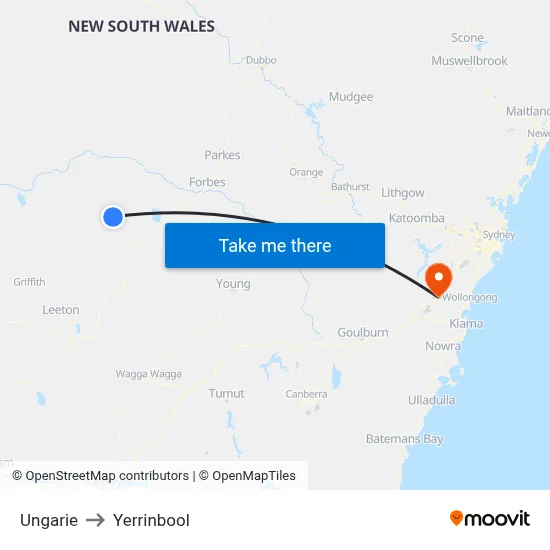 Ungarie to Yerrinbool map