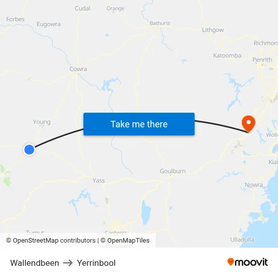 Wallendbeen to Yerrinbool map