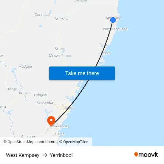 West Kempsey to Yerrinbool map