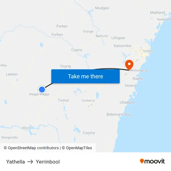 Yathella to Yerrinbool map