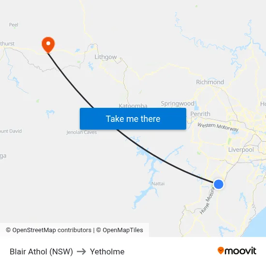 Blair Athol (NSW) to Yetholme map