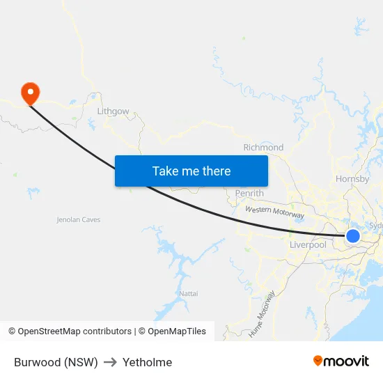 Burwood (NSW) to Yetholme map