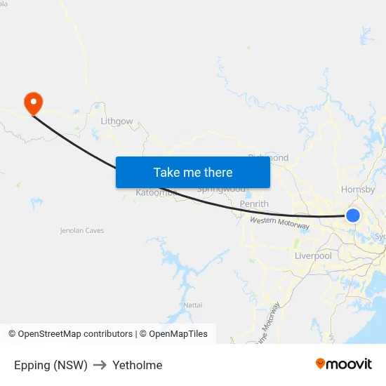 Epping (NSW) to Yetholme map
