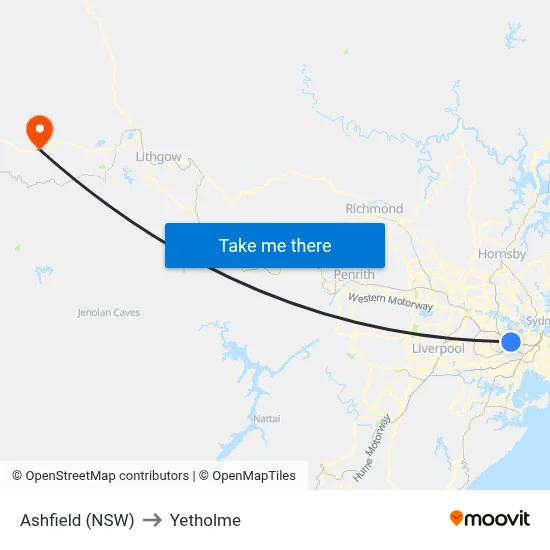 Ashfield (NSW) to Yetholme map