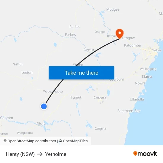 Henty (NSW) to Yetholme map