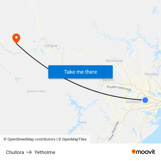 Chullora to Yetholme map