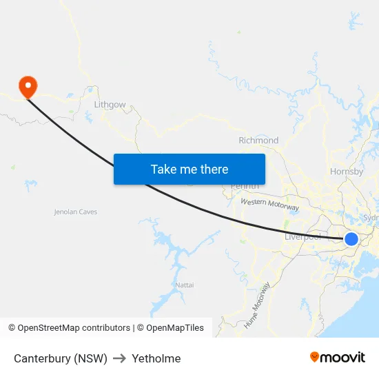 Canterbury (NSW) to Yetholme map