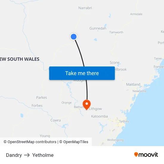 Dandry to Yetholme map
