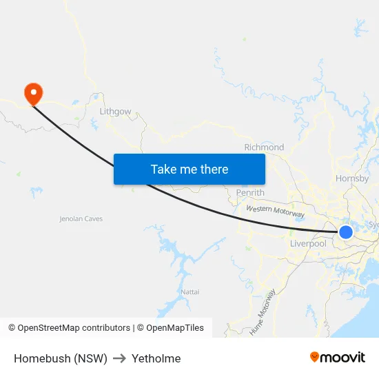 Homebush (NSW) to Yetholme map