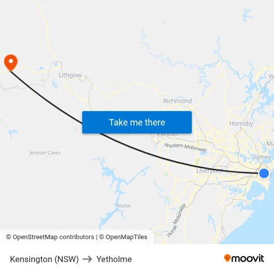 Kensington (NSW) to Yetholme map