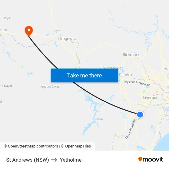 St Andrews (NSW) to Yetholme map
