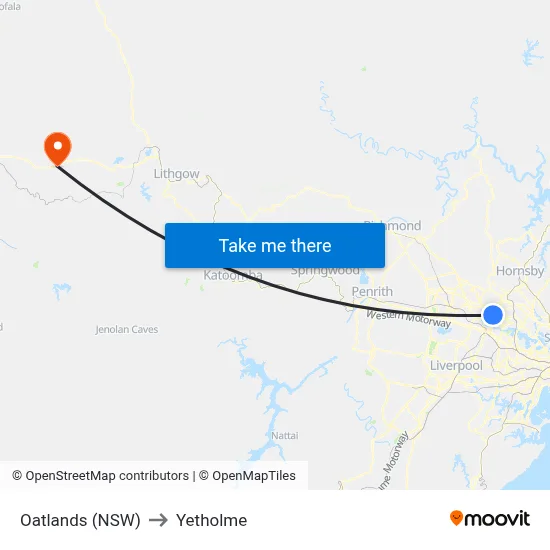 Oatlands (NSW) to Yetholme map