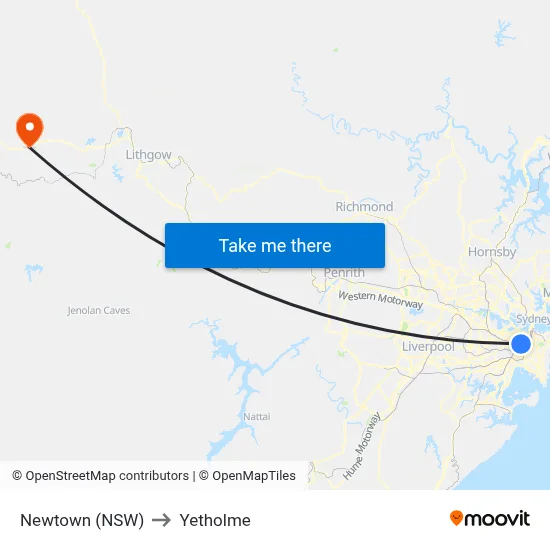 Newtown (NSW) to Yetholme map