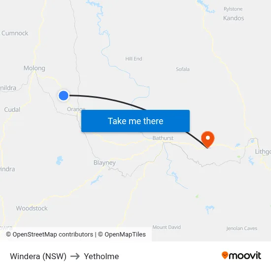 Windera (NSW) to Yetholme map