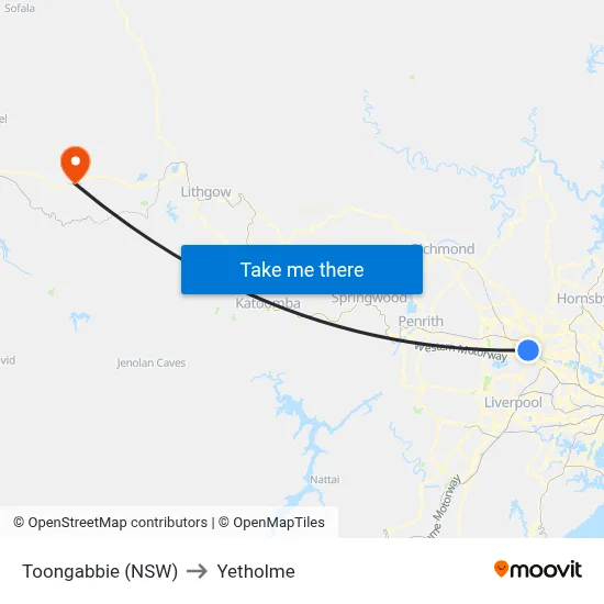 Toongabbie (NSW) to Yetholme map