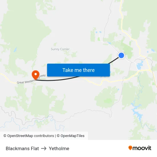 Blackmans Flat to Yetholme map