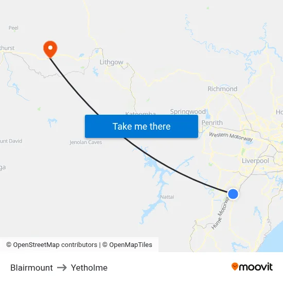 Blairmount to Yetholme map