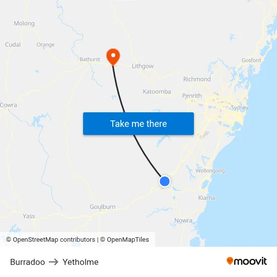 Burradoo to Yetholme map
