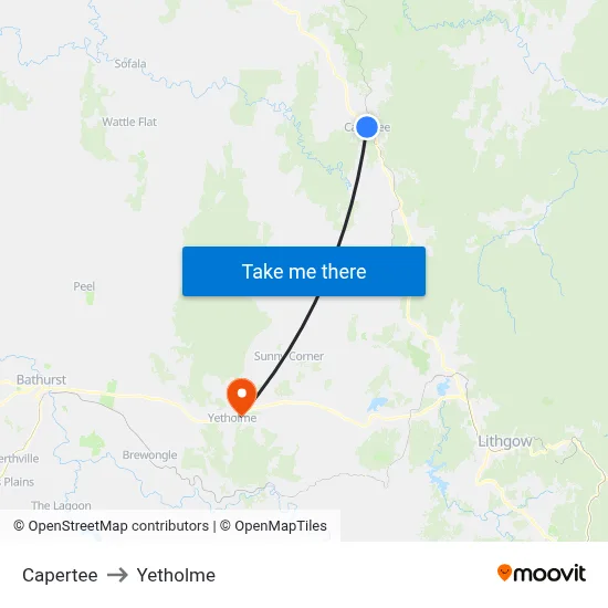 Capertee to Yetholme map