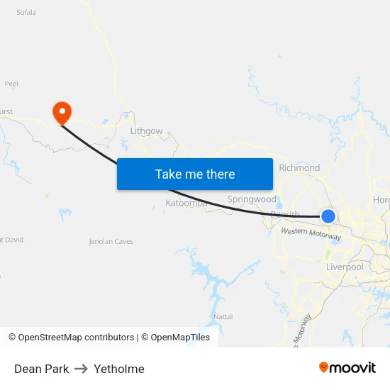 Dean Park to Yetholme map