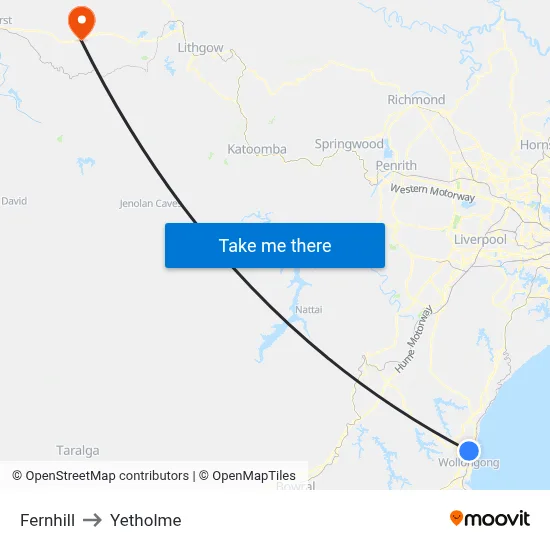 Fernhill to Yetholme map