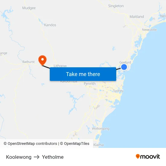 Koolewong to Yetholme map