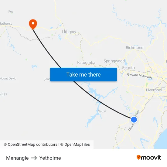 Menangle to Yetholme map