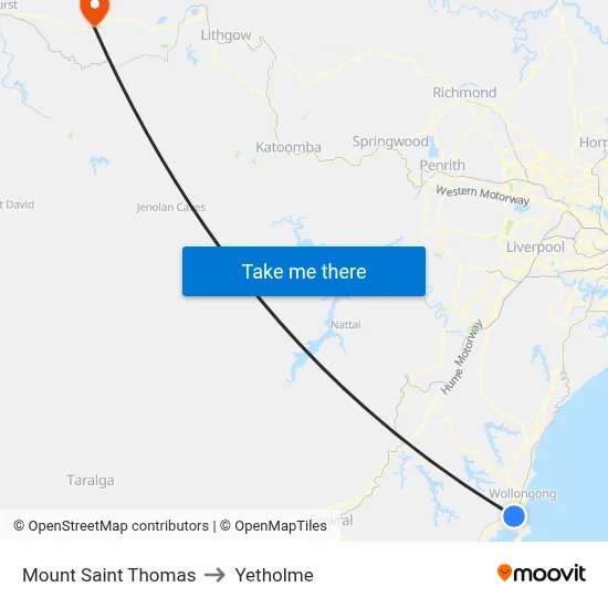 Mount Saint Thomas to Yetholme map