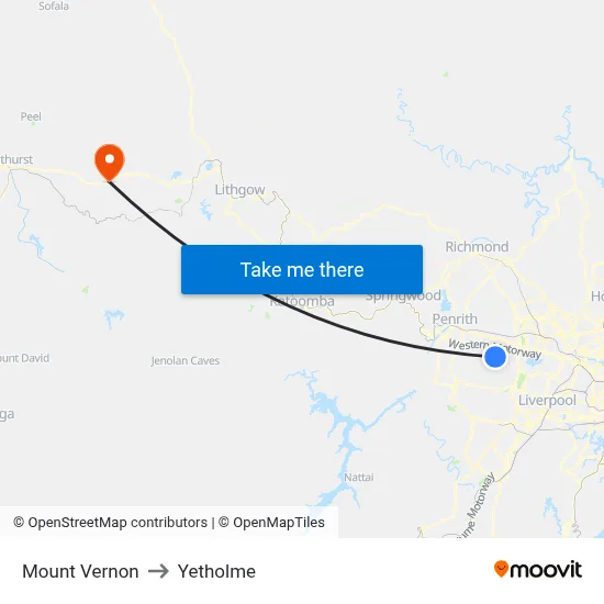 Mount Vernon to Yetholme map