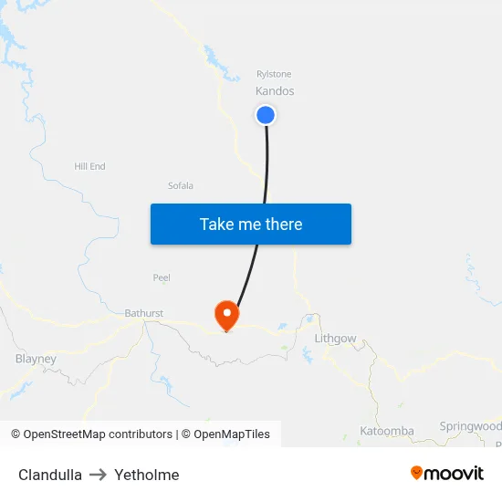 Clandulla to Yetholme map