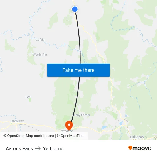 Aarons Pass to Yetholme map