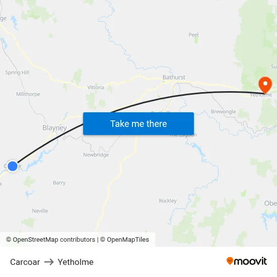 Carcoar to Yetholme map
