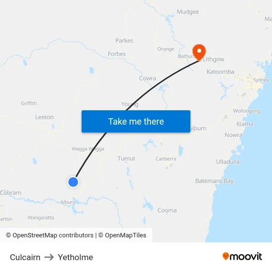 Culcairn to Yetholme map