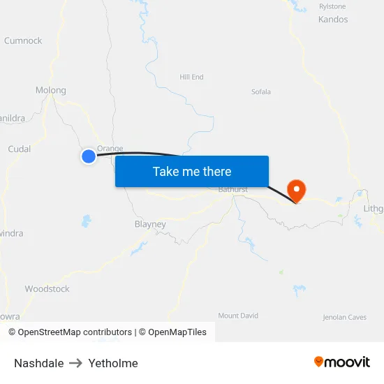 Nashdale to Yetholme map
