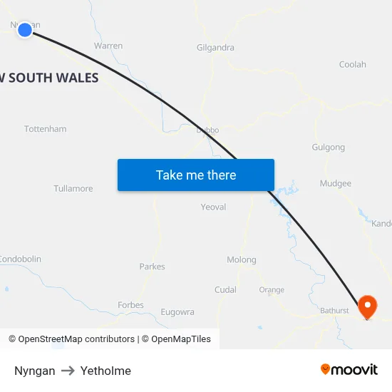 Nyngan to Yetholme map