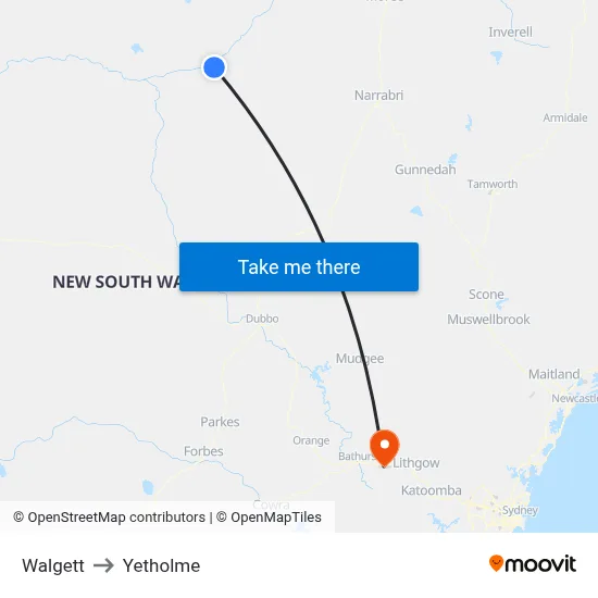 Walgett to Yetholme map