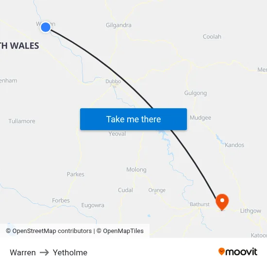 Warren to Yetholme map