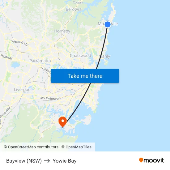 Bayview (NSW) to Yowie Bay map